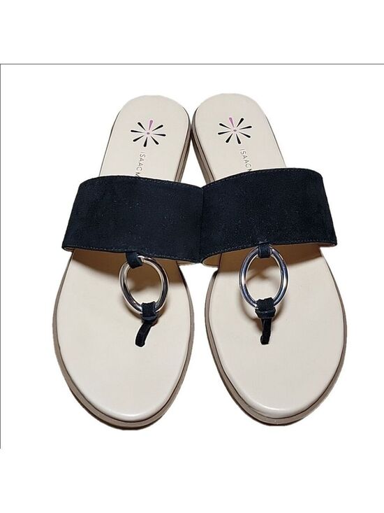 Isaac Mizrahi Shoes - Isaac Mizrahi Live! Black Suede Silver Embellished Jasmine Sandals Size 9 EUC